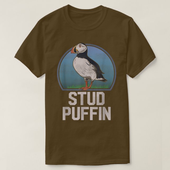 Stud Puffin Funny Seabird Animal Lover Stud Muffin T-Shirt (Design Front)