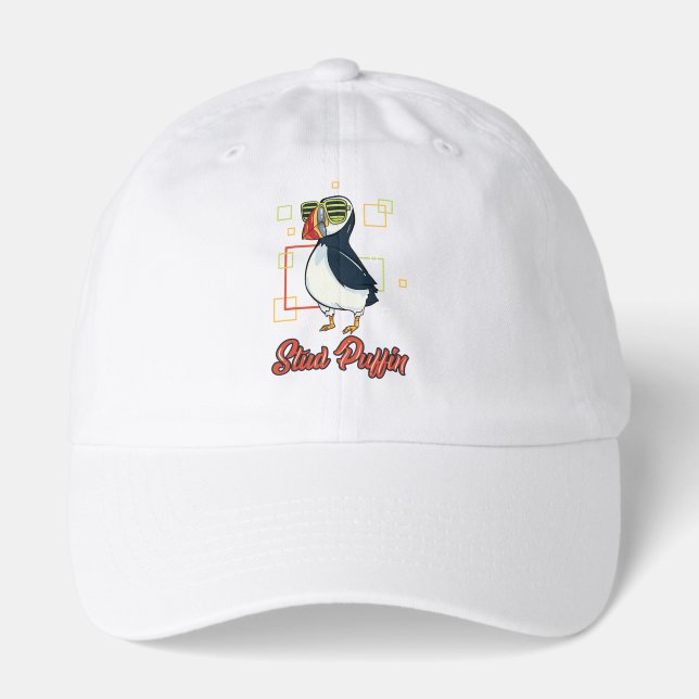 Stud Puffin Seaside Bird Illustration Hat (Front)