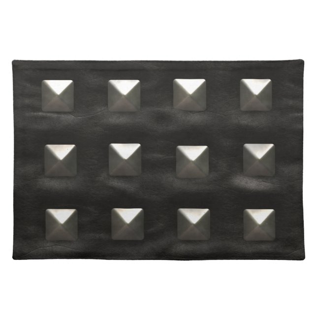 Studded Black Leather Cloth Placemat (Front)