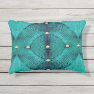 Studded Floor Pattern in Aqua Blues Outdoor Pillow