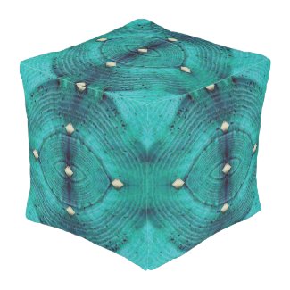 Studded Floor Pattern in Aqua Blues Outdoor Pouf