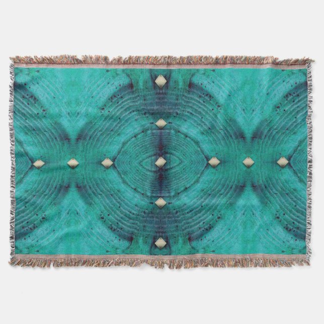 Studded Floor Pattern in Aqua Blues Throw Blanket (Front)