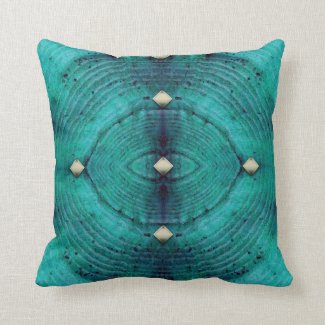 Studded Floor Pattern in Aqua Blues Throw Pillow