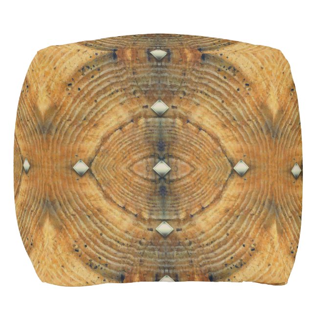 Studded Floor Pattern in Golden Browns Outdoor Pouf (Front)