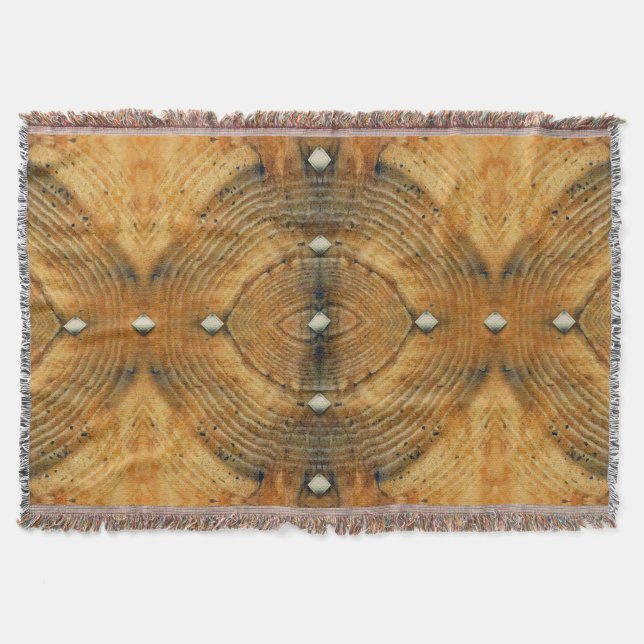Studded Floor Pattern in Golden Browns Throw Blanket (Front)