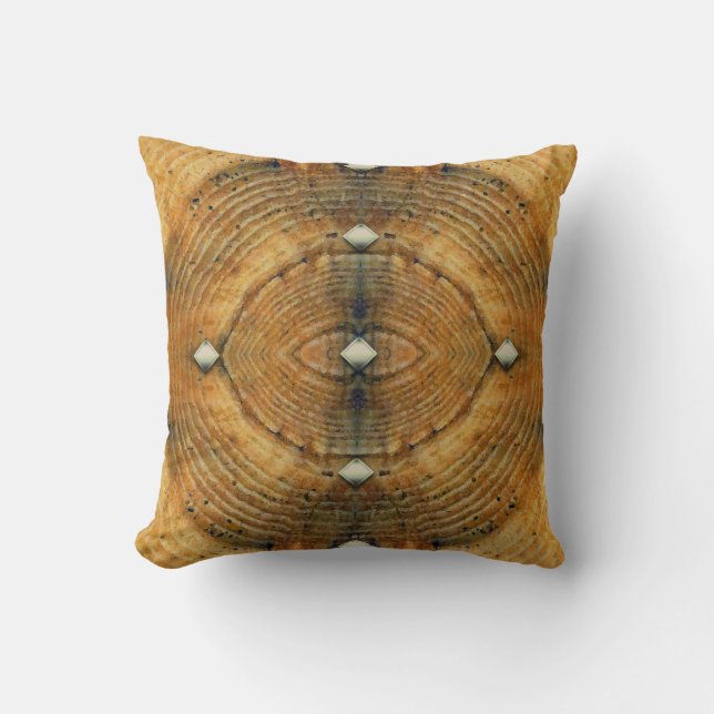 Studded Floor Pattern in Golden Browns Throw Pillow (Front)