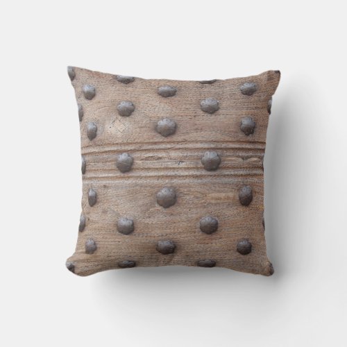 Studded Medieval Castle Door Throw Pillow