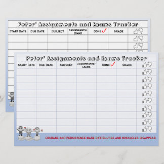 Student Assignments & Exams Tracker-Blue Stationery