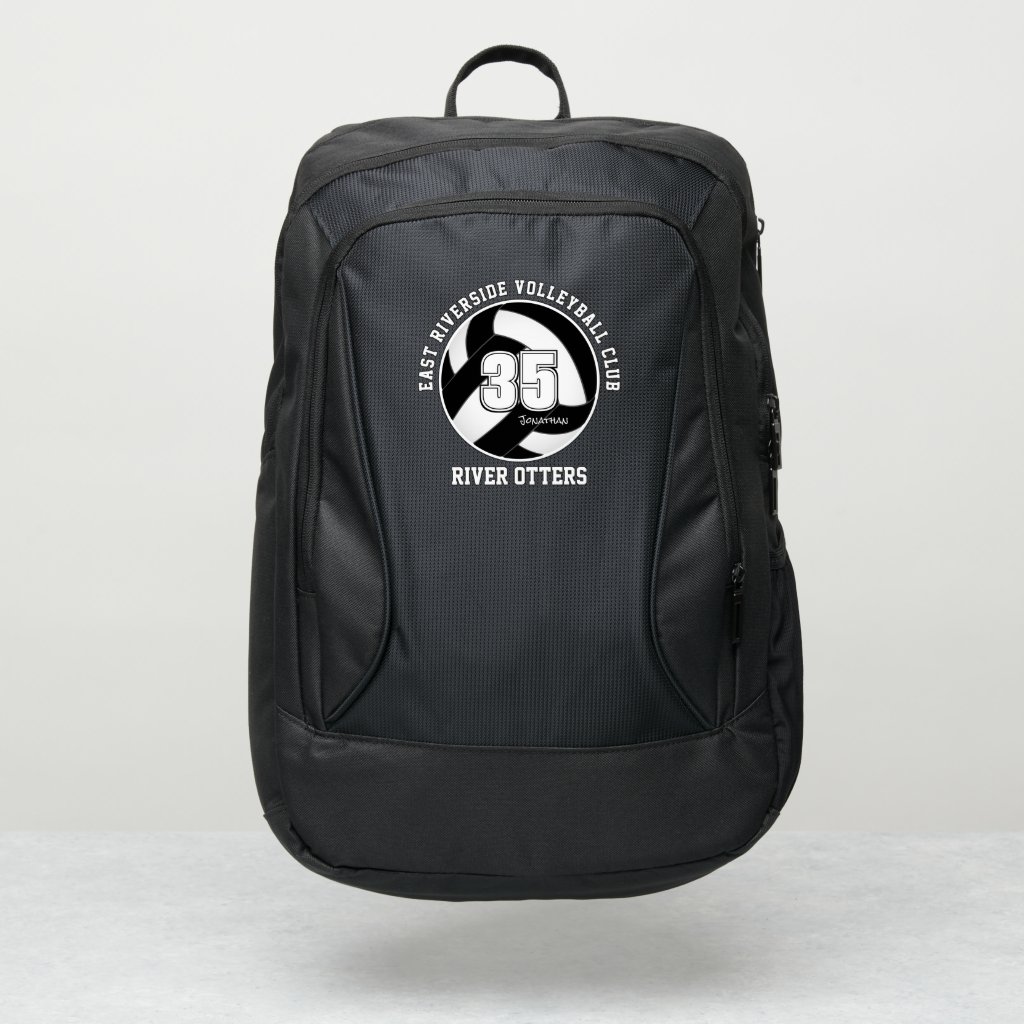 student athlete black white volleyball team colors backpack
