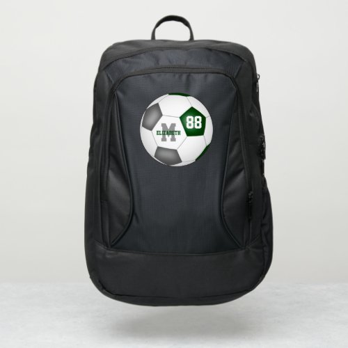 Student athlete green gray soccer monogrammed  port authority backpack
