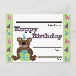 Student Birthday Recognition Award Postcard