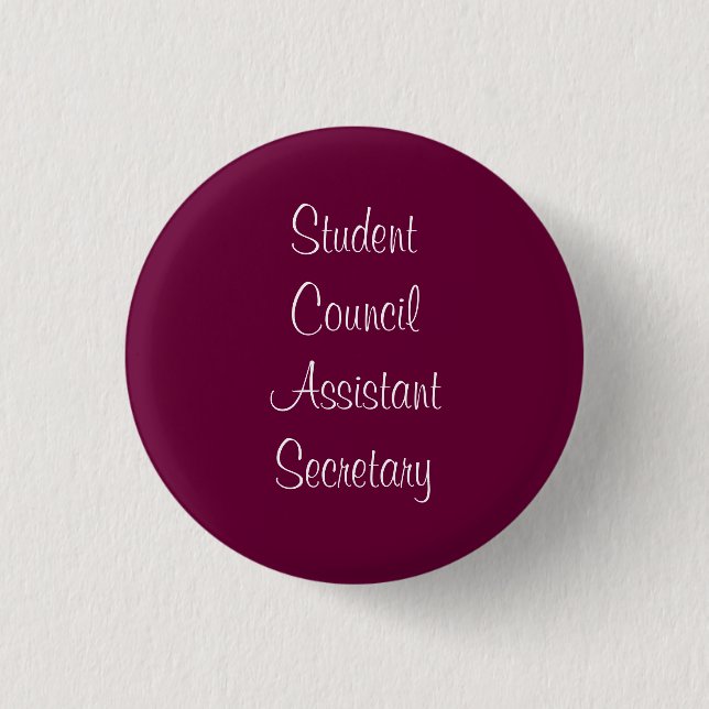 Student Council Assistant Secretary Pinback Button (Front)