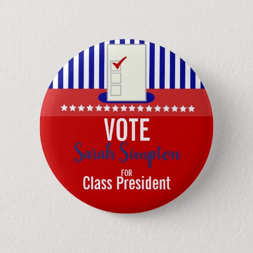 Student Council Election vote class president Button