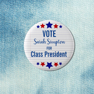 Student Council Election vote class president Button
