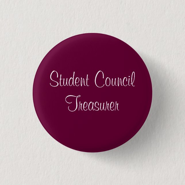 Student Council Treasurer Pinback Button (Front)