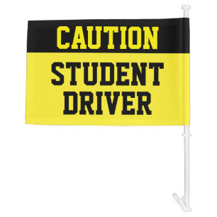 Student Driver Caution Flag Black Yellow