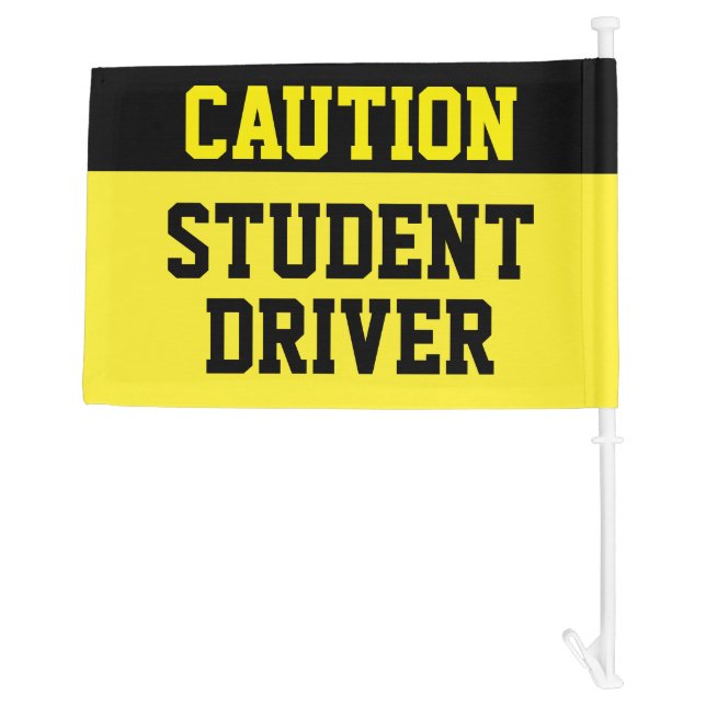 Student Driver Caution Flag Black Yellow (Back)