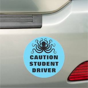Student Driver Caution Safety Yellow Black Car Mag Car Magnet