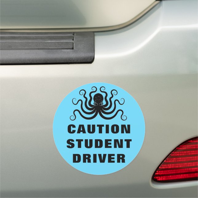 Student Driver Caution Safety Yellow Black Car Mag Car Magnet (In Situ)