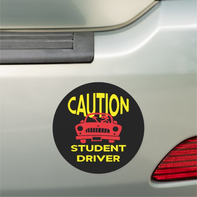 Student Driver Caution Yellow Safety Warning Car Magnet (In Situ)
