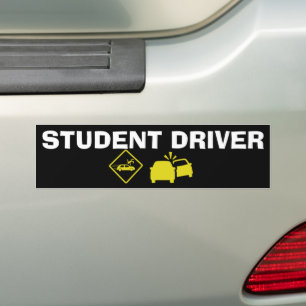 STUDENT DRIVER - CRASH YELLOW BUMPER STICKER