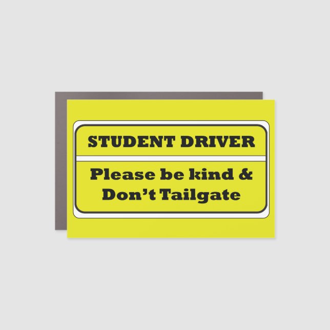 Student Driver Decal Be Kind Don't Tailgate Yellow (Front)