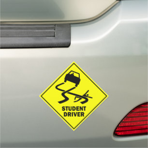 student driver on board bumper stickers gag humor car magnet