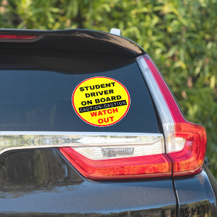 Student Driver On Board for Cars - Yellow Caution Sticker