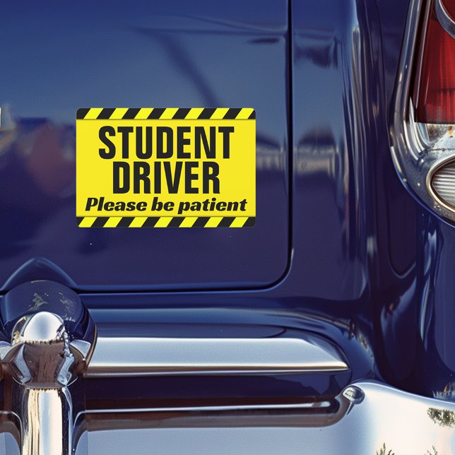 Student Driver Patient Warning Stripe Education Car Magnet (student driver magnet)