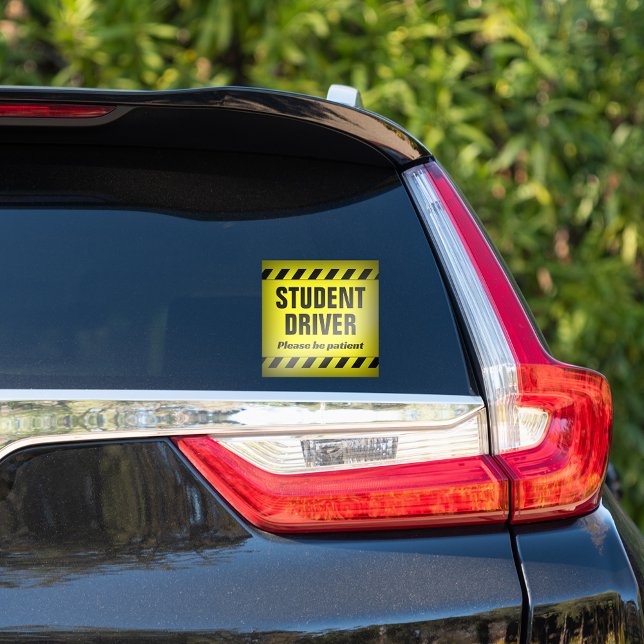 Student Driver Patient Warning Stripe Education Window Cling (student driver window cling decal sticker )