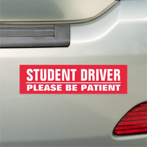Student Driver Please Be Patient red bumper magnet