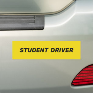 Student Driver, safety yellow black Car Magnet