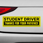 Student Driver Thanks For Your Patience Car Magnet at Zazzle