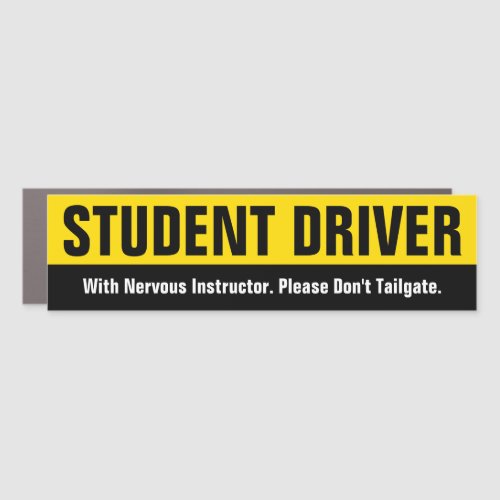 Student Driver With Nervous Instructor Funny Car Magnet