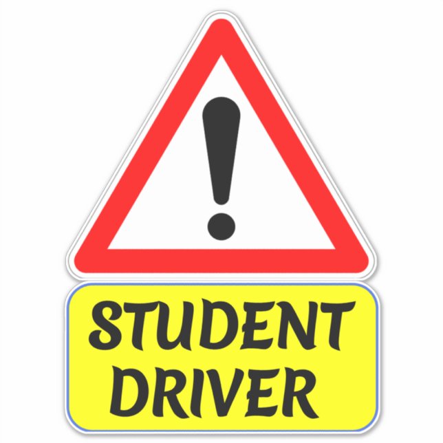 Student Driver with Stop Sign Car Sticker (Front)