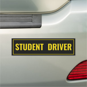 Student Driver yellow and black safety caution Car Magnet