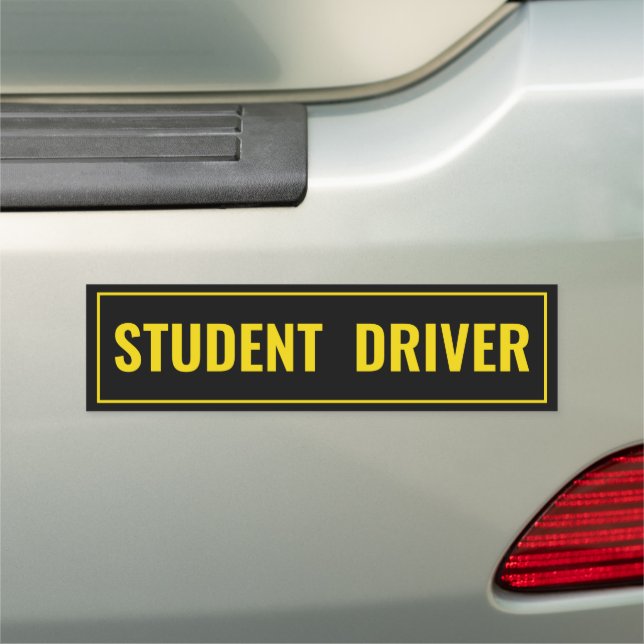 Student Driver yellow and black safety caution Car Magnet (In Situ)