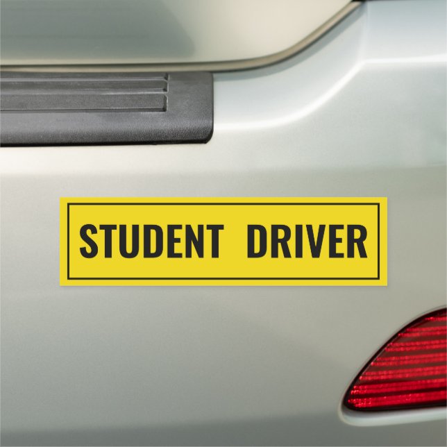 Student Driver yellow and black safety caution Car Magnet (In Situ)