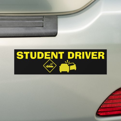 STUDENT DRIVER YELLOW _ CRASH YELLOW BUMPER STICKER