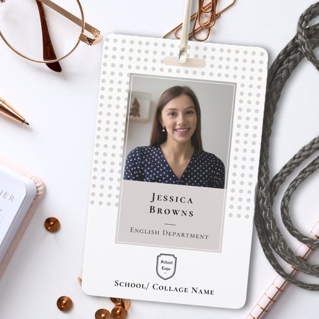 Student/ Employee School Photo Logo QR code White Badge (Creator Uploaded)