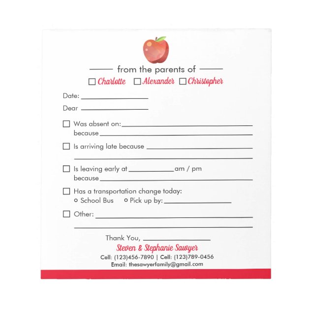 School Excuse Pad School Notes Absence Note School Notepad Student Excuse Pad A Note to the Teacher Pad A Note to School Notepad