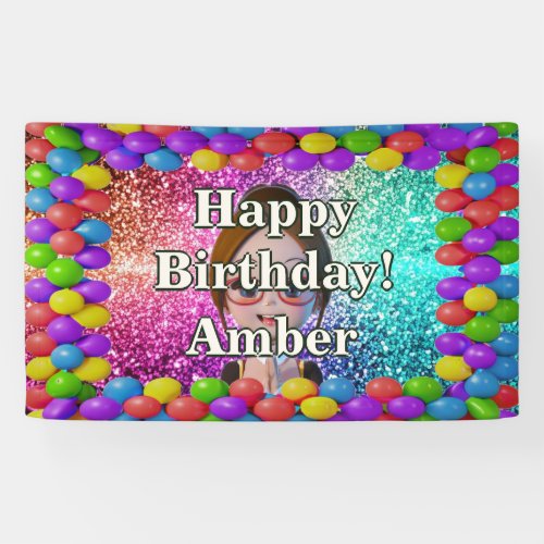 Student Girl Personalized character birthday Banner