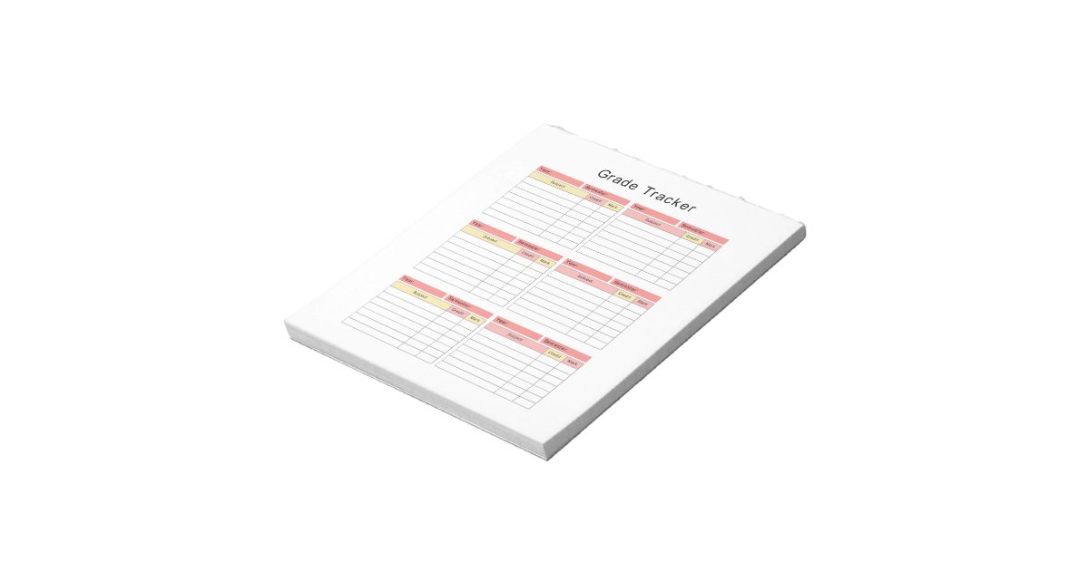 Student Grade Tracker Notepad | Zazzle