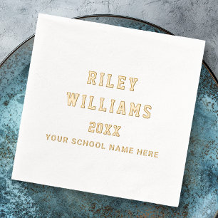 Student graduation college sports font graduate Foil Napkins