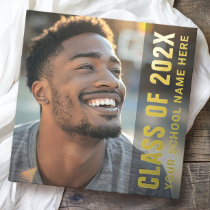 Student graduation modern dark overlay photo foil guest book