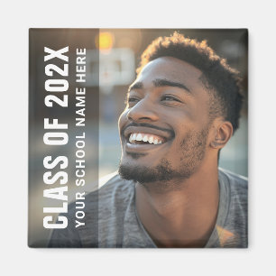 Student graduation modern dark overlay photo magnet