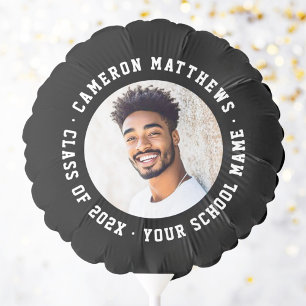 Student graduation photo modern black balloon