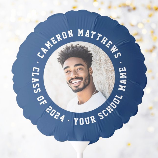 Student graduation photo modern dark blue balloon (Student graduation photo modern dark blue balloon)