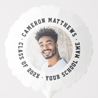 Student graduation photo modern white balloon