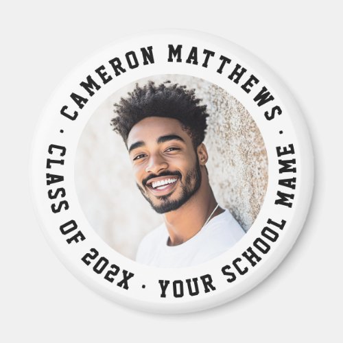 Student graduation photo modern white magnet